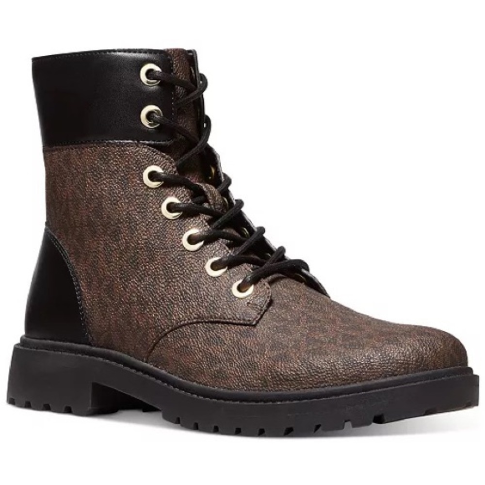 Michael Kors-Women's Alistair Lace-Up Lug Sole Combat Booties